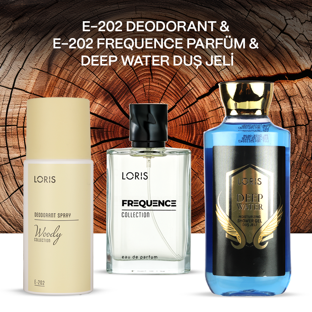 E-202 Erkek Parfüm & E-202 Deodorant & Deep Water Duş Jeli