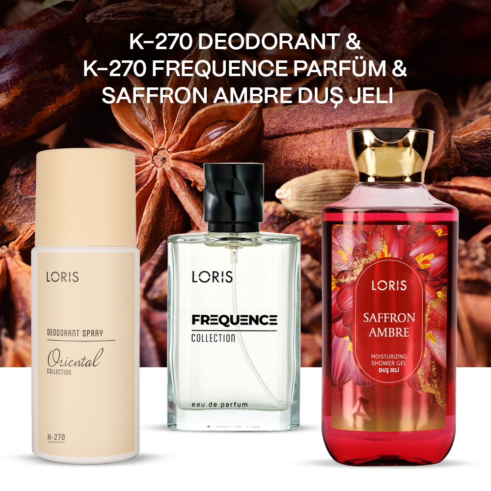 K-270 Kadın Parfüm & K-270 Deodorant & Saffron Ambre Duş Jeli