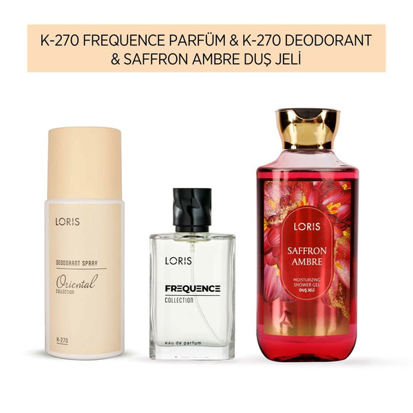 K-270 Kadın Parfüm & K-270 Deodorant & Saffron Ambre Duş Jeli