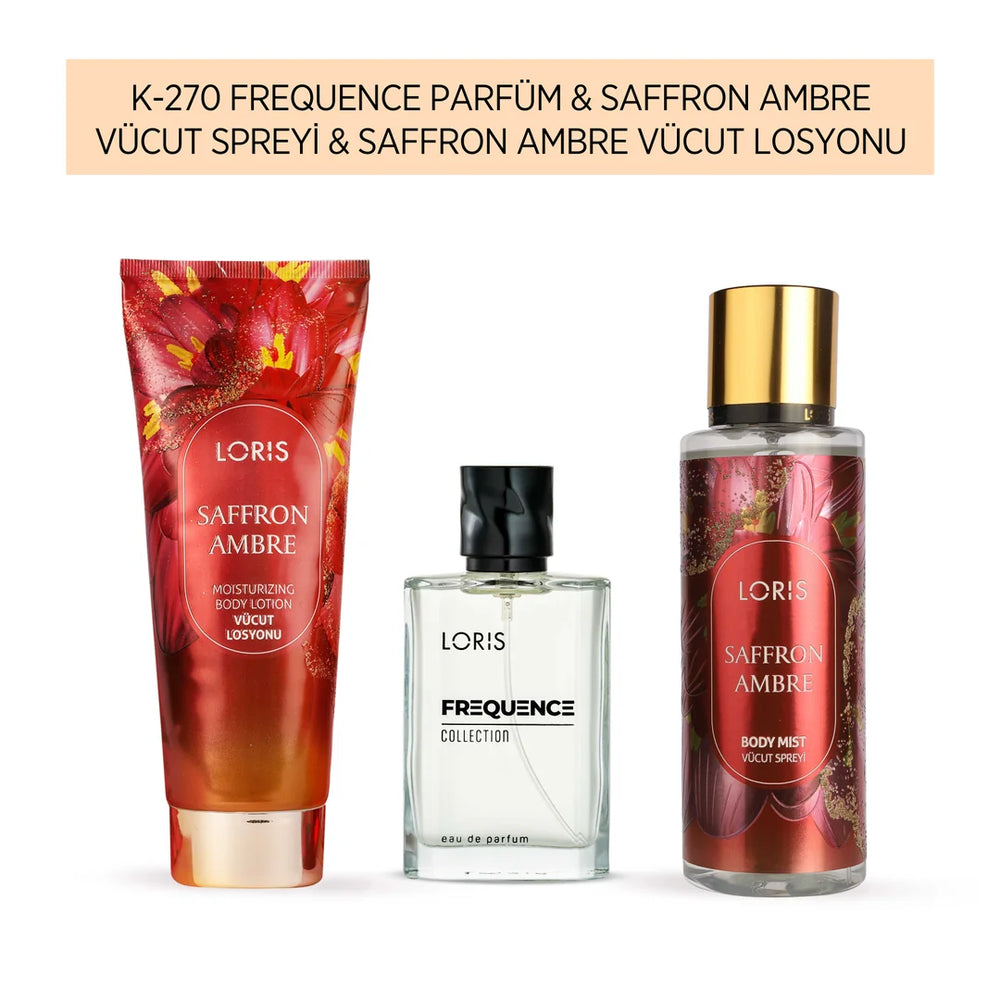 K-270 Kadın Parfüm & Saffron Ambre Body Sprey & Saffron Ambre Losyon
